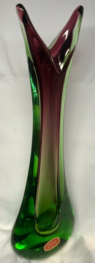 Fratelli Toso Murano Sommerso Art Glass Freeform Mid - Century Modern Vase 2