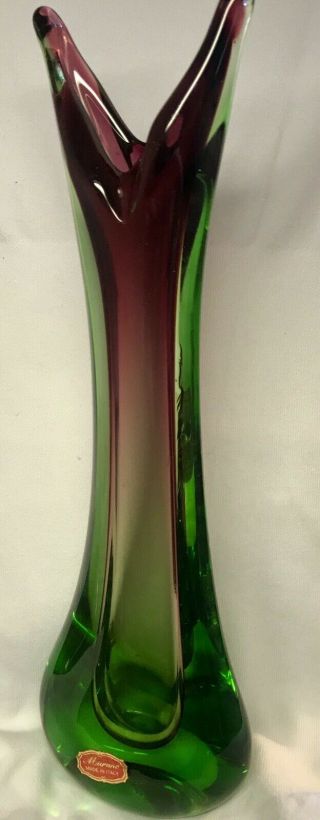 Fratelli Toso Murano Sommerso Art Glass Freeform Mid - Century Modern Vase 3