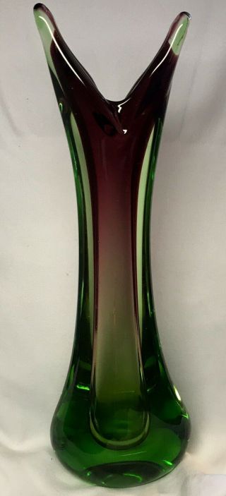 Fratelli Toso Murano Sommerso Art Glass Freeform Mid - Century Modern Vase 4