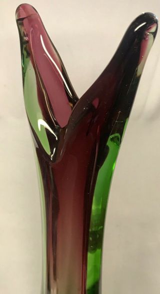 Fratelli Toso Murano Sommerso Art Glass Freeform Mid - Century Modern Vase 7
