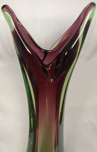 Fratelli Toso Murano Sommerso Art Glass Freeform Mid - Century Modern Vase 8