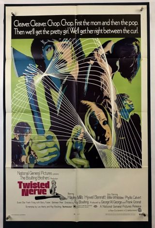 Twisted Nerve Movie Poster (vg, ) One Sheet 1968 Horror Haley Mills 3926