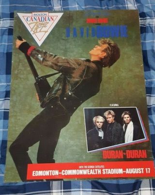 David Bowie With Duran Duran Concert Poster Edmonton Glass Spider Tour August 17