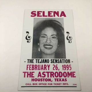 Selena Quintanilla Vintage 1995 Houston Astrodome Concert Cardboard Poster