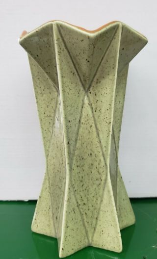 Vintage Midcentury Red Wing Pottery Vase 798 Prismatique Green