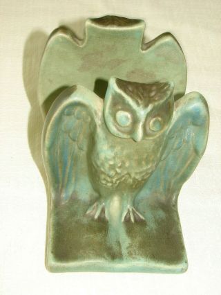1 Pair Van Briggle Green Pottery Owl Book Ends 2