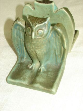1 Pair Van Briggle Green Pottery Owl Book Ends 3