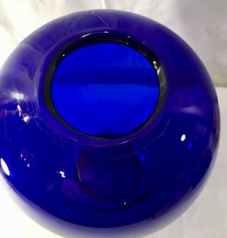 Large Heavy Hand Blown Cobalt Blue Glass Vase Studio Art Glass Vase 12” 4