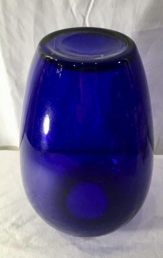 Large Heavy Hand Blown Cobalt Blue Glass Vase Studio Art Glass Vase 12” 5