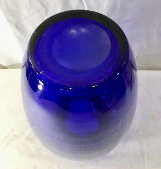Large Heavy Hand Blown Cobalt Blue Glass Vase Studio Art Glass Vase 12” 6