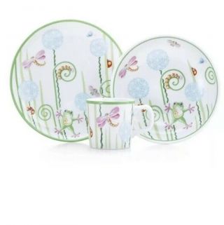 Tiffany & Co.  3 Piece Baby China Set Bowl Plate Cup " Fiddleheads "