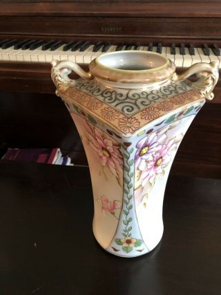 Gorgeous Antique Imperial Nippon Hand Painted Vase Large Size 11 - 1/2x7” 3