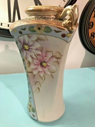 Gorgeous Antique Imperial Nippon Hand Painted Vase Large Size 11 - 1/2x7” 4