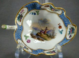 Wolfsohn Dresden Hand Painted Courting Couple Blue & Floral & Gold Leaf Dish