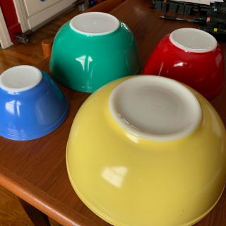 Vintage Pyrex Primary Mixing Bowl Set 401 402 403 404 Very Good