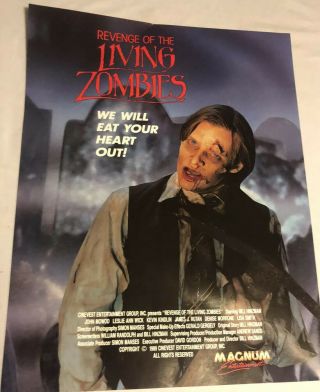 Vintage Revenge Of The Zombies Video Store Movie Poster Magnum 1980s