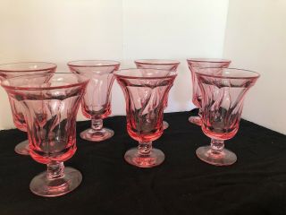Fostoria Jamestown 7 Pink Water Goblet Glasses Vintage Glass Stemware