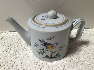Vtg Spode England Queen’s Bird Y4973 Teapot With Lid Fine Stone Blue & Grey