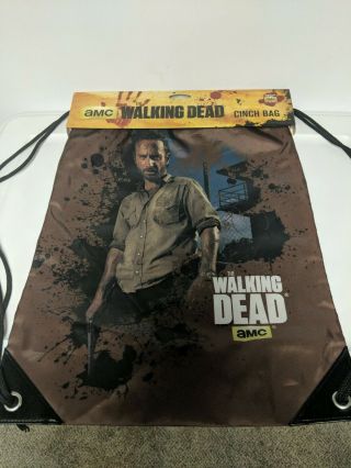 The Walking Dead Rick Grymes At Prison Cinch Bag Twd Amc Tv Show Nwt