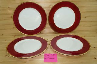 Coalport Connaught Red (4) Dinner Plates,  10 7/8 " (set 2)