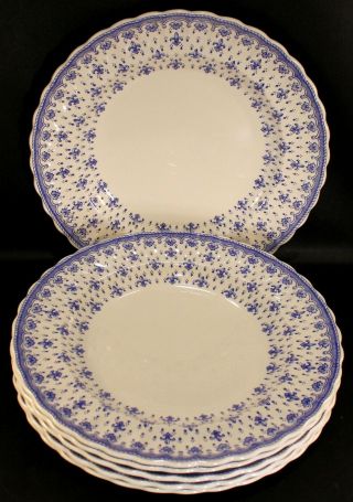 Set Of 6 Copeland Spode Blue & White Fleur De Lis 10 1/8 " Dinner Plates Exc