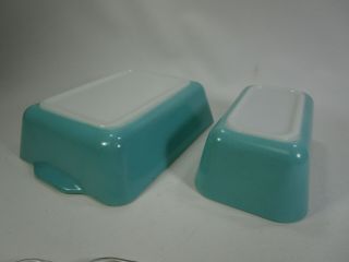 Vintage Pyrex Refrigerator Dish Turquoise Robins Egg Blue Pair Retro 502 503 4