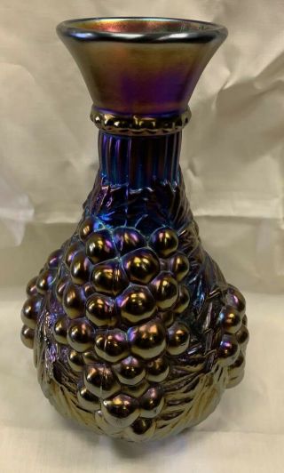 Antique Imperial Carnival Glass Grape Water Carafe Purple Electric