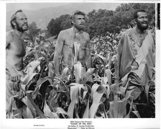 Planet Of The Apes Charlton Heston Bare Chested With Astronauts Photo
