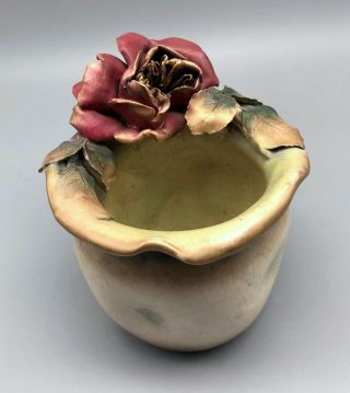 Unusual Austrian Amphora Art Nouveau Vase with Rose 2