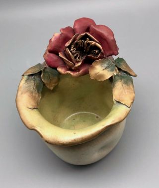 Unusual Austrian Amphora Art Nouveau Vase with Rose 6