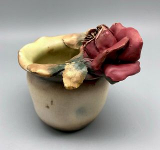 Unusual Austrian Amphora Art Nouveau Vase with Rose 7