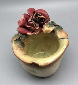 Unusual Austrian Amphora Art Nouveau Vase with Rose 8