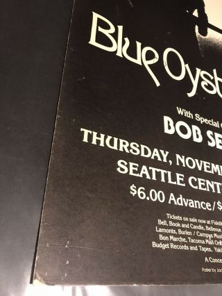 Vintage 1976 Blue Oyster Cult Bob Seger Seattle Coliseum Concert Poster 4