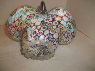 STUNNING MURANO ITALY MILLEFIORI SATIN FROSTED GLASS BASKET MOSAIC FLOWERS MCM 6