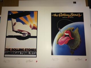 The Rolling Stones Tour Art Print Lithograph Set Of 2 Usa 72,  Australia 73