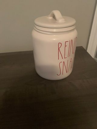 Rae Dunn White Reindeer Snacks Christmas Canister Red Ll,  By Magenta