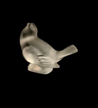 31/2” Lalique Sparrow Heads up Frosted Crystal 2
