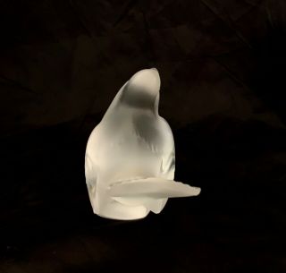 31/2” Lalique Sparrow Heads up Frosted Crystal 3