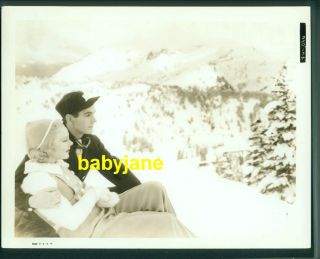 Tyrone Power Sonja Henie Vintage 8x10 Photo Sitting In Snow Overlooking Valley