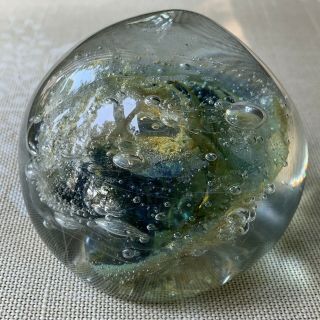Rare Early Peter Bramhall Studio Glass Paperweight,  Signed,  Dated 1974,  Gorgeous