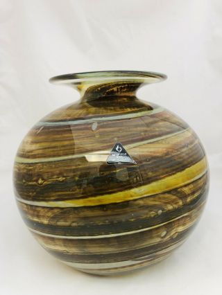 Large Isle Of Wight Glass Tortoise Shell Globe Vase