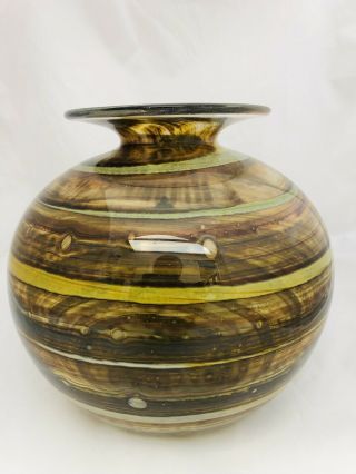 Large Isle Of Wight Glass Tortoise Shell Globe Vase 2