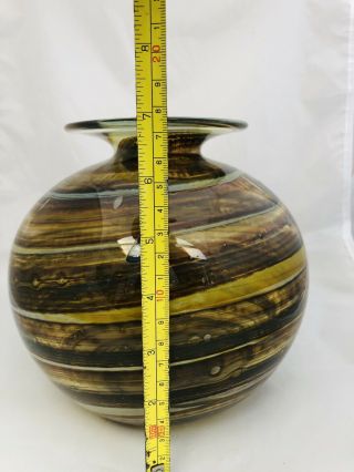 Large Isle Of Wight Glass Tortoise Shell Globe Vase 5
