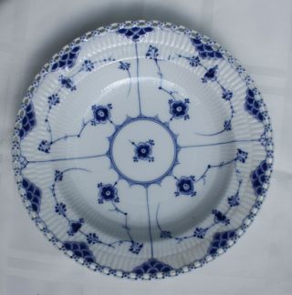 Antique Royal Copenhagen Blue Fluted Full Lace Deep Plate 1/1078 Early Mark