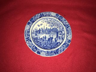 Historical Staffordshire Blue Plate Dome Top Buildings India Ca.  1820 A