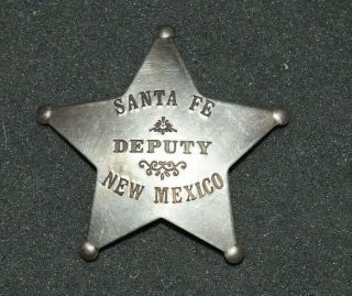 Obsolete Antique Ornate Engraveing Santa Fe Mexico 5 Point Badge