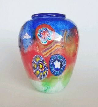 Italian Art Glass Vase Mid Century Hand Blown Heavy