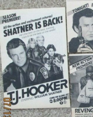 WILLIAM SHATNER TJ Hooker ADRIAN ZMED Heather Locklear TV Guide ads clippings 2