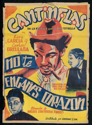 Cantinflas No Te Enganes Corazon 1936 Vintage Mexican Movie Poster