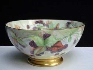 Vintage H&c Heinrich H.  P.  Large Punch Bowl With Blackberries,  Vines And Flowers